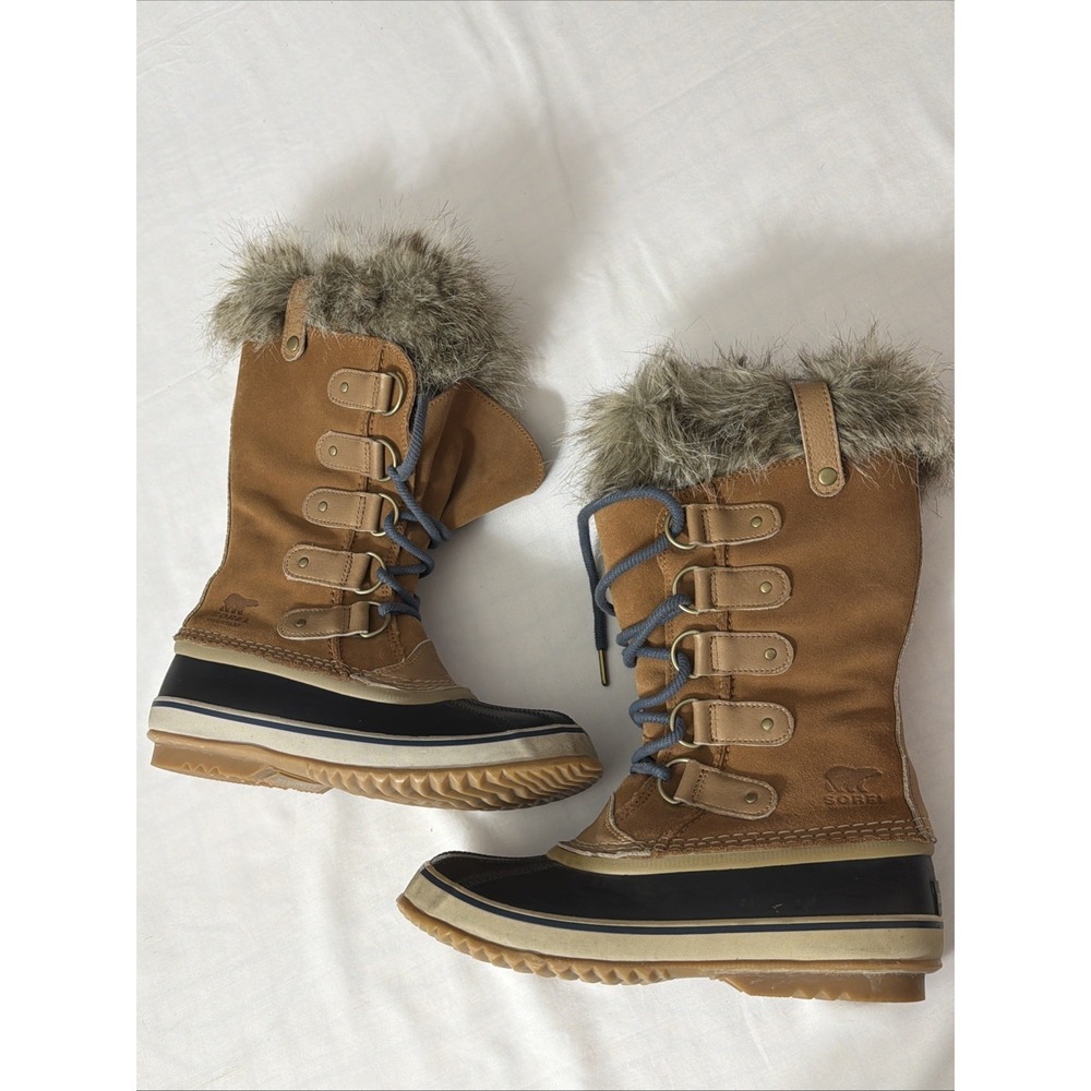 Sorel WOMEN'S JOAN OF ARCTIC BOOTS shoes Camel Brown size 7.5 excellent Cute Fit
